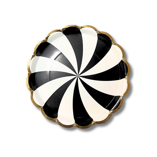 Black Swirl 9 Inch Paper Plates Set