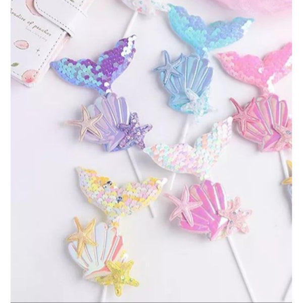 Mermaid Sequin Tail Cake Toppers
