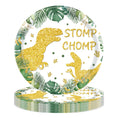 Load image into Gallery viewer, Gold Dino Birthday Party Tableware Set