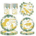 Load image into Gallery viewer, Gold Dino Birthday Party Tableware Set