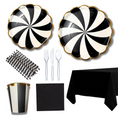 Load image into Gallery viewer, Black Swirl Tableware Set