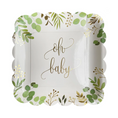 Load image into Gallery viewer, Gold Letter Oh Baby 9 Inch Paper Plates Set