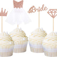 Load image into Gallery viewer, Rose Gold Bride Cupcake Toppers Set