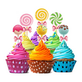 Load image into Gallery viewer, Candy Land Theme Party Cupcake Toppers Set