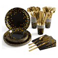 Load image into Gallery viewer, Gold and Black Theme Party Dinnerware Set
