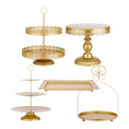 Load image into Gallery viewer, Gold Metal Dessert Cake Stand Set