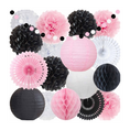 Load image into Gallery viewer, Black Pink and White Hanging Paper Decorations Set