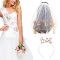 Load image into Gallery viewer, Bride-to-Be Set: Sash, Tiara, Shoulder-Length Veil