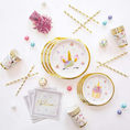 Load image into Gallery viewer, Gold Unicorn Theme Tableware Set