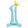 Load image into Gallery viewer, Crown Blue Number 1 Balloon with Base