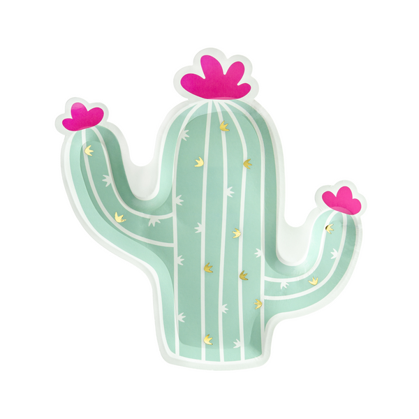 Cactus Shaped Paper Plates Set