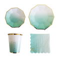 Load image into Gallery viewer, Green Ombre with Gold Foil Dots Tableware Set