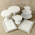 Load image into Gallery viewer, White Gold Crystal Cake Stands Set