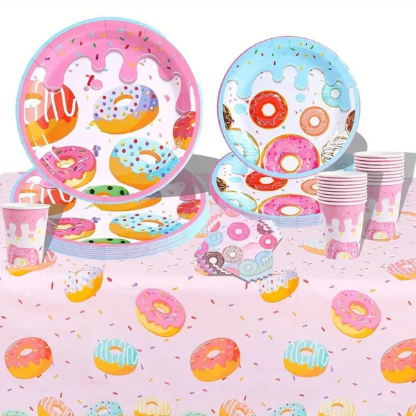 Candy Land Theme Birthday Party Tableware Set (Donut)