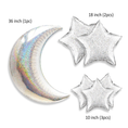 Load image into Gallery viewer, Silver Moon Shape and Star Shape Foil Balloons Set