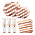 Load image into Gallery viewer, Striped Rose Gold Foil Tableware Set