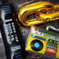 Load image into Gallery viewer, Retro Inflatable Party Pack: Boombox, Phone & Gold Chain!