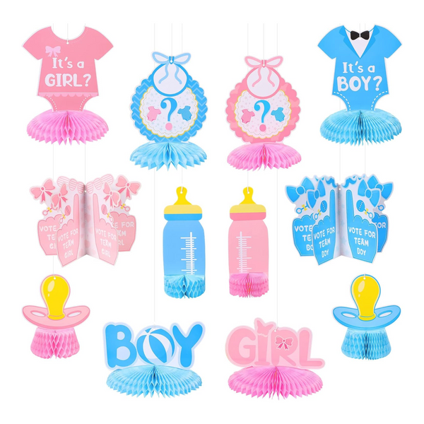 Baby Gender Reveal Honeycomb Table Centerpieces Set