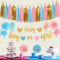 Load image into Gallery viewer, Boy or Girl Banner and Tissue Paper Tassels Garland Set