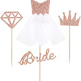 Load image into Gallery viewer, Rose Gold Bride Cupcake Toppers Set