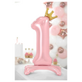 Load image into Gallery viewer, Crown Pink Number 1 Balloon with Base