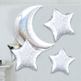 Load image into Gallery viewer, Silver Moon Shape and Star Shape Foil Balloons Set