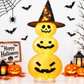Load image into Gallery viewer, 3 Head Stacked Pumpkin Witch Hat Lantern (Light-Up)