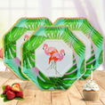 Load image into Gallery viewer, Flamingo Theme Green Print Plates Set