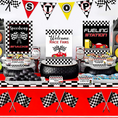 Load image into Gallery viewer, Checkered Race Car Tablecloth