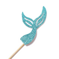 Load image into Gallery viewer, Mermaid Theme Cupcake Toppers Set with Glittery Design