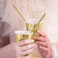 Load image into Gallery viewer, Golden Flower Ivory Paper Straws Set