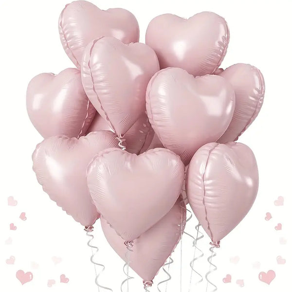 Mother's Day Pastel Pink Foil Heart Shaped Helium Balloon - 5 Pcs