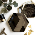 Load image into Gallery viewer, Black with Gold Theme Party Stripes Tableware Set