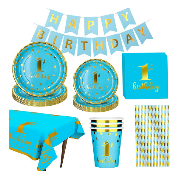 First Birthday Tableware Set - Blue