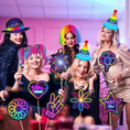 Load image into Gallery viewer, Glow in the Dark Neon Themed Photo Booth Props Set