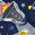Load image into Gallery viewer, Silver & Blue Rocket Ship Paper Plates Set