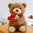 Load image into Gallery viewer, Brown Cute Teddy Bear with forever Rose/Hat Rose