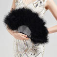 Load image into Gallery viewer, Vintage Black Feather Folding Fan Flapper