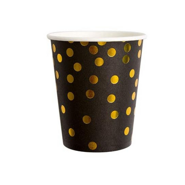Gold and Black Theme Party Paper Cups Set