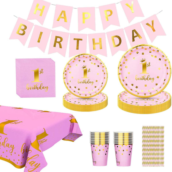 First Birthday Tableware Set - Pink