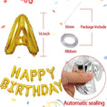 Load image into Gallery viewer, Gold Happy Birthday Balloons Banner - 16 inch