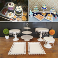 Load image into Gallery viewer, White Gold Crystal Cake Stands Set