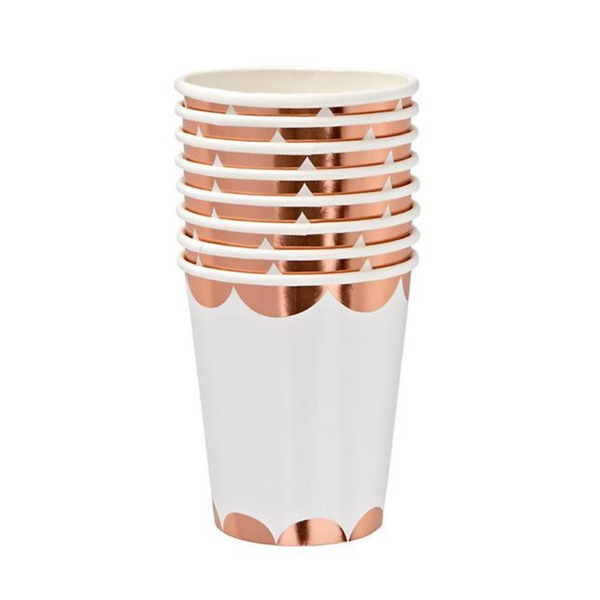 Striped Rose Gold Foil Paper Cups Set
