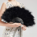 Load image into Gallery viewer, Vintage Black Feather Folding Fan Flapper
