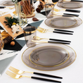 Load image into Gallery viewer, Elegant Black Dinnerware with Gold Rim Set
