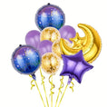 Load image into Gallery viewer, EID Moon and Star Helium Balloon Set - Gold Navy