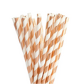 Load image into Gallery viewer, Striped Rose Gold Paper Straws Set