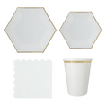 Load image into Gallery viewer, Bronzing White Hexagon Tableware Set
