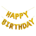 Load image into Gallery viewer, Gold Happy Birthday Balloons Banner - 16 inch
