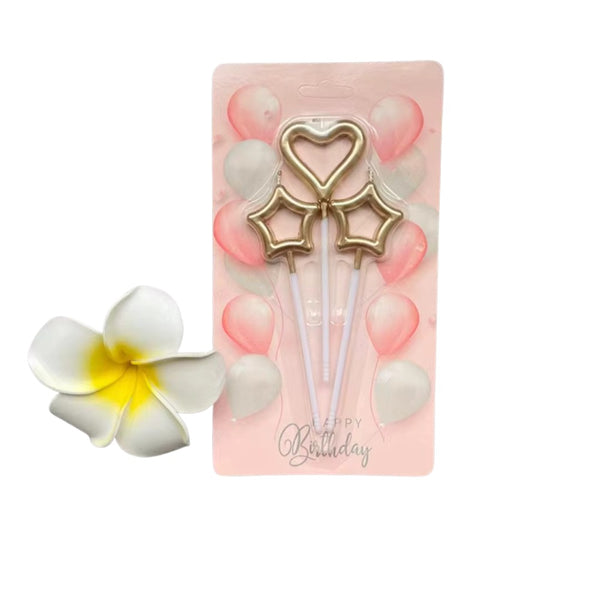 Heart & Stars Champagne Color Candle set